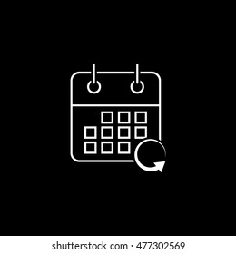 Calendar Update Line Icon On Black Background