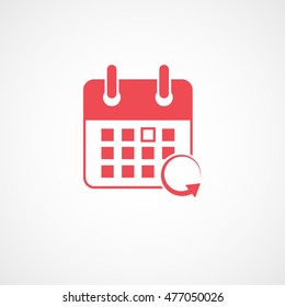 Calendar Update Red Flat Icon On White Background