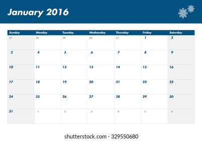 Calendar US 2016