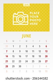 Calendar us version 2015 June vector design template 