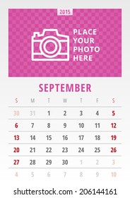 Calendar us version 2015 September vector design template 