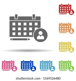 Calendar, user, schedule planning in multi color style icon. Simple glyph, flat vector of business icons for ui and ux, website or mobile application