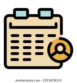 Calendar vacancy icon outline vector. Team post. Recruit chair color flat