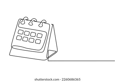 calendar valentine day continuous line drawing. One line art of calendar, memorable date, countdown, holiday, weekday and weekend. vector illustration