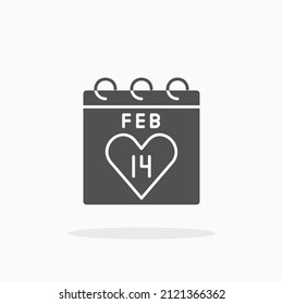 Calendar valentine day glyph icon. Can be used for digital product, presentation, print design and more.