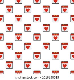 Calendar valentine day pattern seamless in flat style for any design