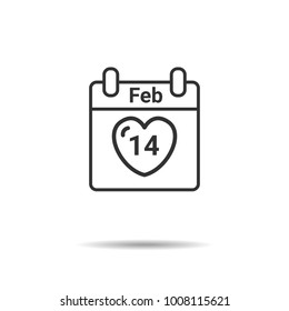 Calendar Valentine Icon line Vector 