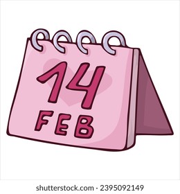 calendar valentines day cartoon clip art on white background vector isolated 14 February