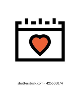 Calendar, valentine's day, love line icon. Pixel perfect fully editable vector icon suitable for websites, info graphics and print media.