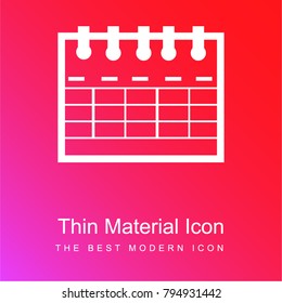 Calendar variant symbol red and pink gradient material white icon minimal design