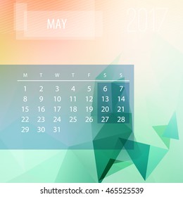 calendar vector 2017 monthly may calendar template with colorful blur triangle background calendar color colour vacation colourful spring season abstract holiday background scene colorful business cle