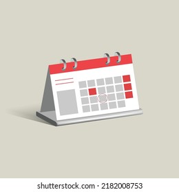 icono 3d del vector de calendario. ilustración 3d del calendario.