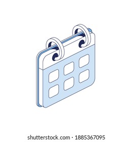 Calendar. Vector 3d line isometric, color web icons, new flat style. Creative illustration, idea for infographics.