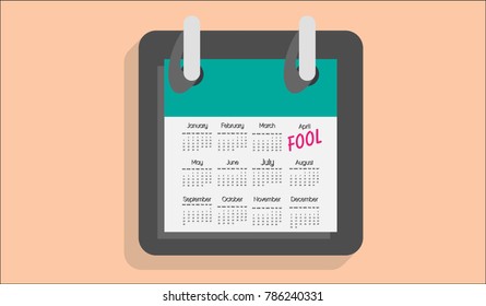 Calendar vector with APRIL FOOL month.