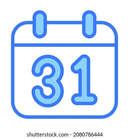  icono de contorno azul del vector de calendario.