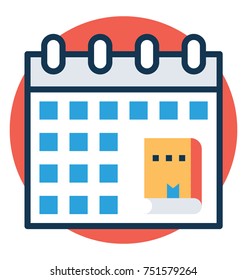 
Calendar vector, book sign on calendar is a concept of school and education scheduling
