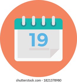 calendar vector circle  flat icon 