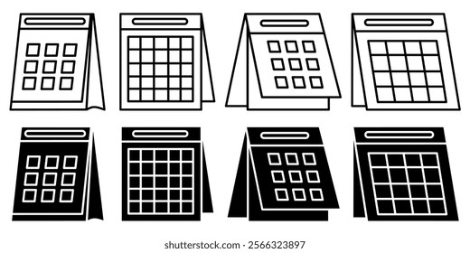Calendar. Vector collection of calendar icon illustrations. Black icon design.