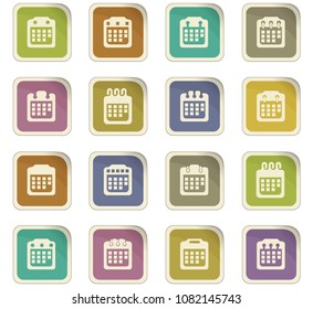 Calendar vector colored paper stickers with icons