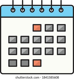 icono de línea de color del vector de calendario 