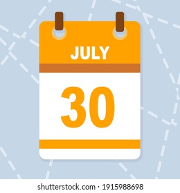 calendar vector with day and month of july
