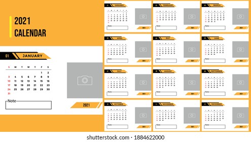 Kalender-Vektordesign für 2021 in einer einfachen, sauberen Tabelle