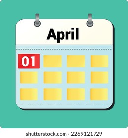 calendar vector drawing, date April 01 on the page