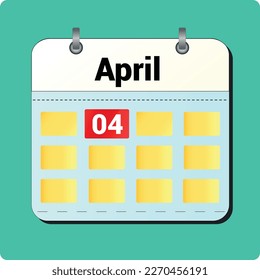 calendar vector drawing, date April 04 on the page