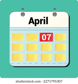 calendar vector drawing, date April 07 on the page
