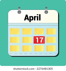 calendar vector drawing, date April 17 on the page