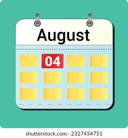 calendar vector drawing, date August 04 on the page