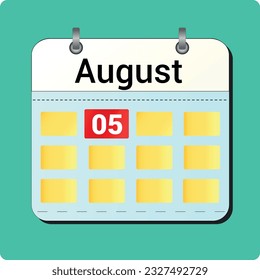 calendar vector drawing, date August 05 on the page