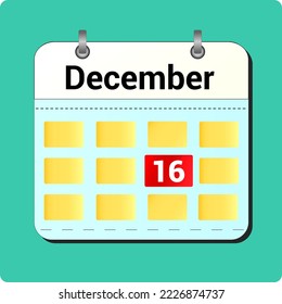 calendar vector drawing, date December 16 on the page