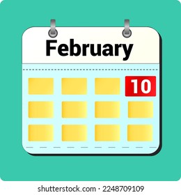 calendar vector drawing, date February 10 on the page