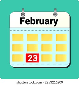 calendar vector drawing, date February 23 on the page