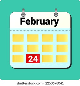calendar vector drawing, date February 24 on the page
