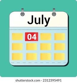 calendar vector drawing, date JULY 04 on the page