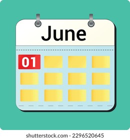 calendar vector drawing, date June 01 on the page