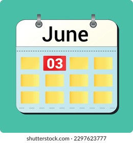 calendar vector drawing, date June 03 on the page