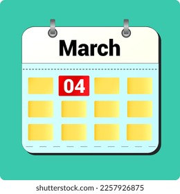 calendar vector drawing, date March 04 on the page
