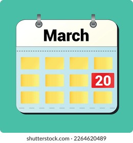 calendar vector drawing, date March 20 on the page
