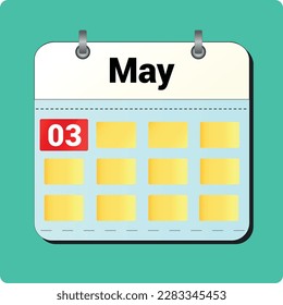 calendar vector drawing, date May 01 on the page