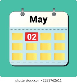 calendar vector drawing, date May 02 on the page