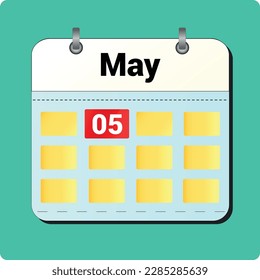 calendar vector drawing, date May 05 on the page