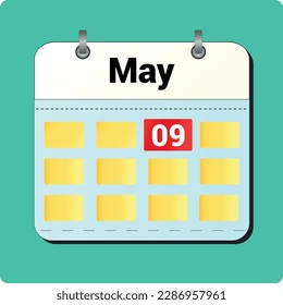 calendar vector drawing, date May 09 on the page