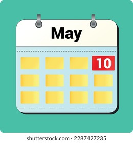 calendar vector drawing, date May 10 on the page