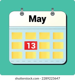 calendar vector drawing, date May 13 on the page