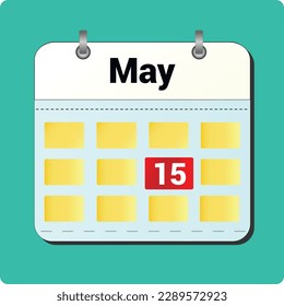 calendar vector drawing, date May 15 on the page