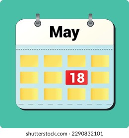 calendar vector drawing, date May 18 on the page