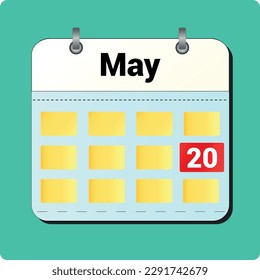 calendar vector drawing, date May 20 on the page